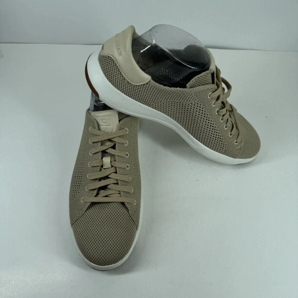 Cole Haan GrandPrø Tennis Stitchlite Men's US 9M Beige Knit Sneakers C26629